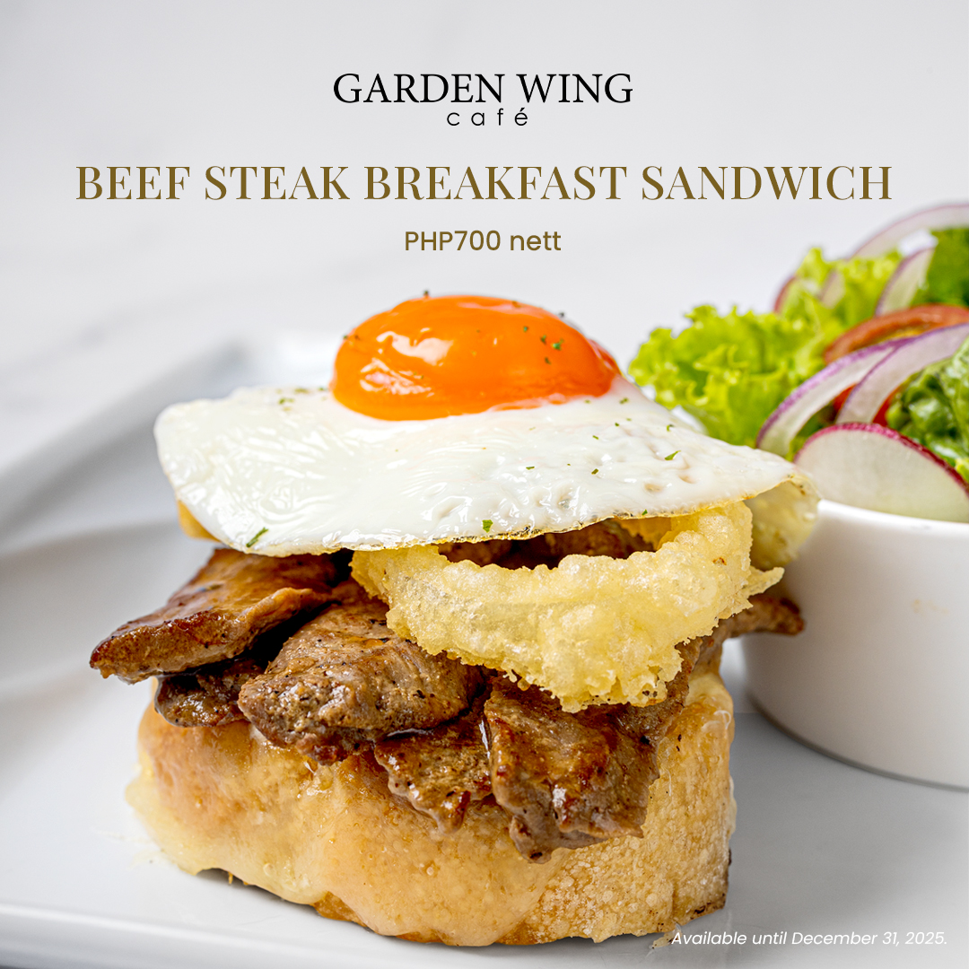 Soy-calamansi glazed beef on sourdough  with cheese, onions, and fried egg.  Served with a fresh side salad and citrus vinaigrette.