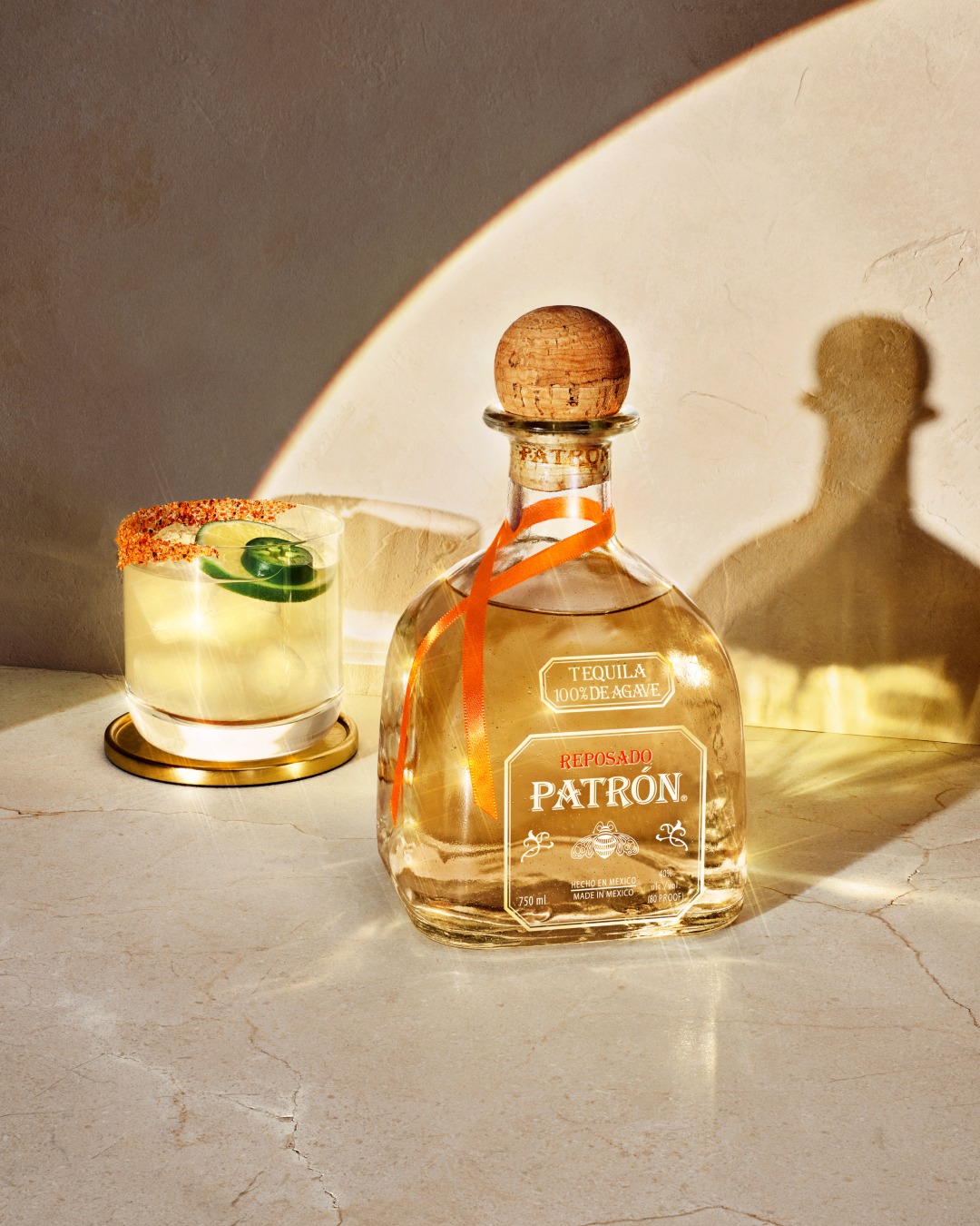 A bottle of Patron tequila