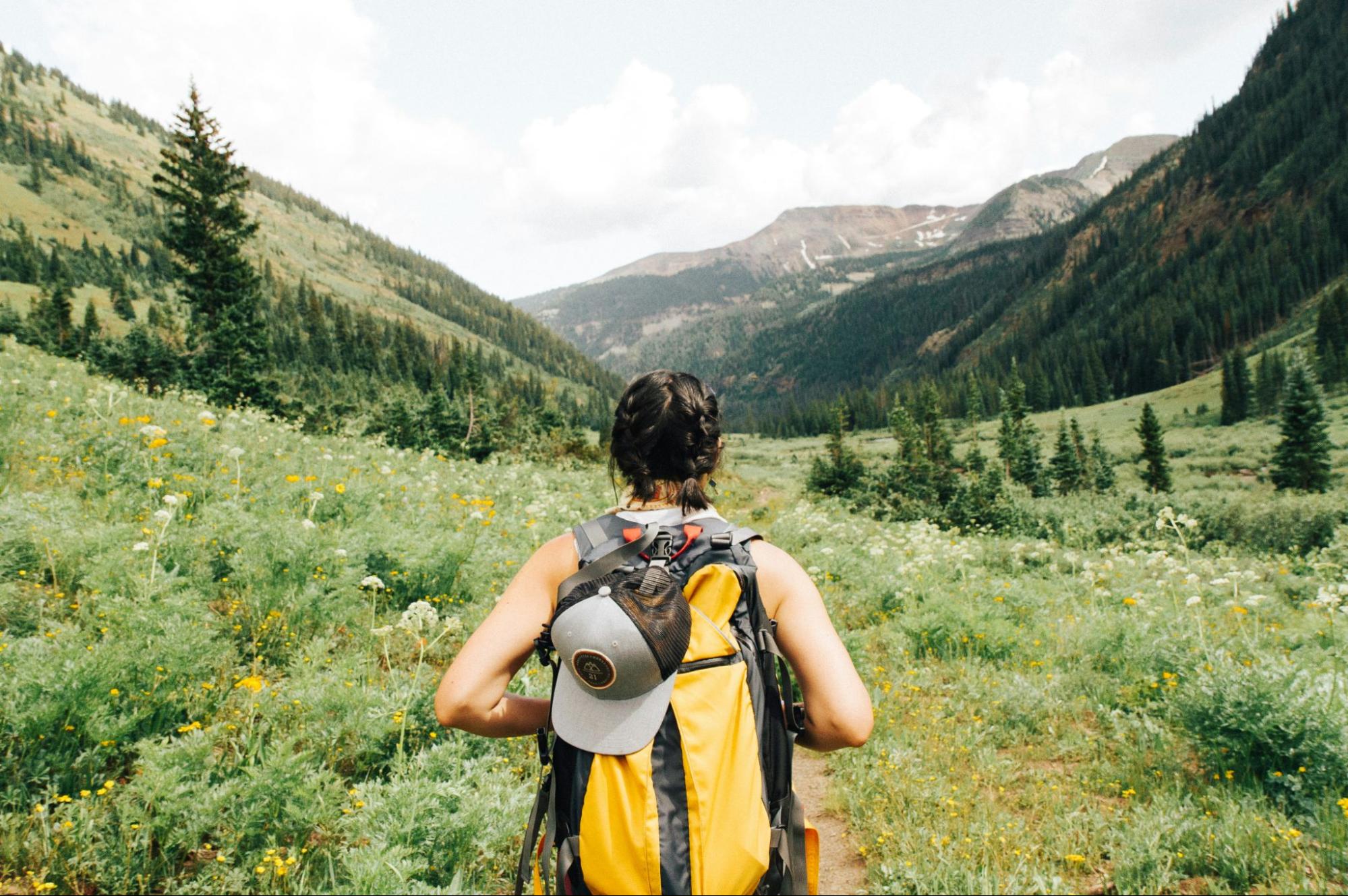A woman going on a nature trip