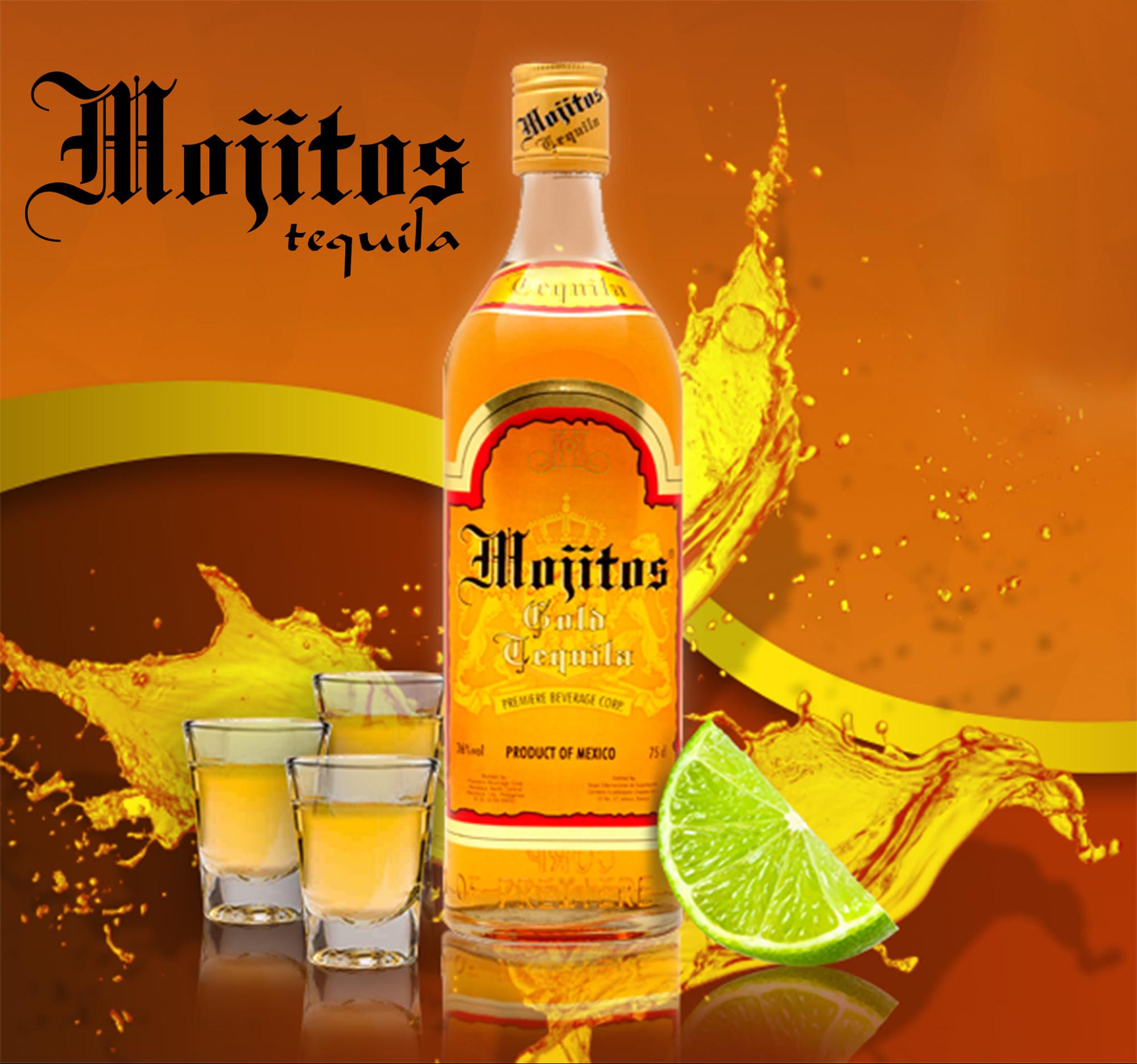 A bottle of Mojitos tequila