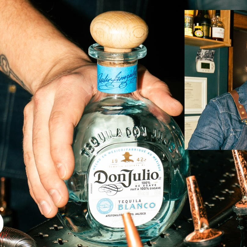 A bottle of Don Julio Blanco tequila