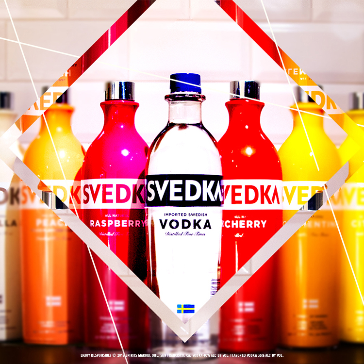 Bottles of different variants of Svedka Vodka