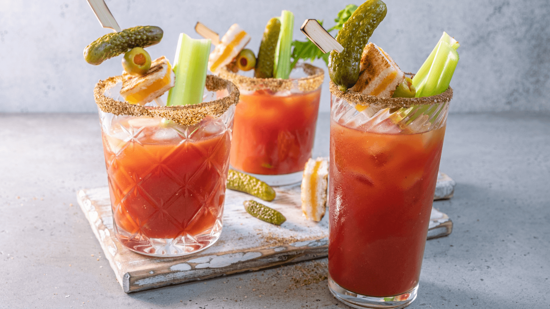 Glasses of Picked Blood Mary