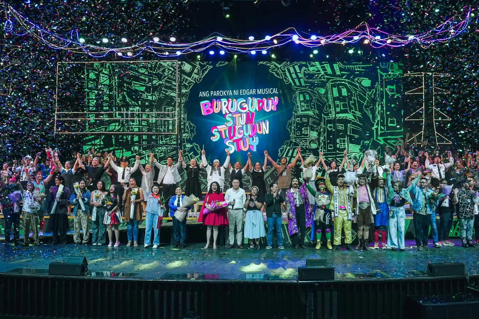 The cast, creative team, crew, and Newport World Resorts executives behind the absurdly magical Parokya-verse take their final bow on stage