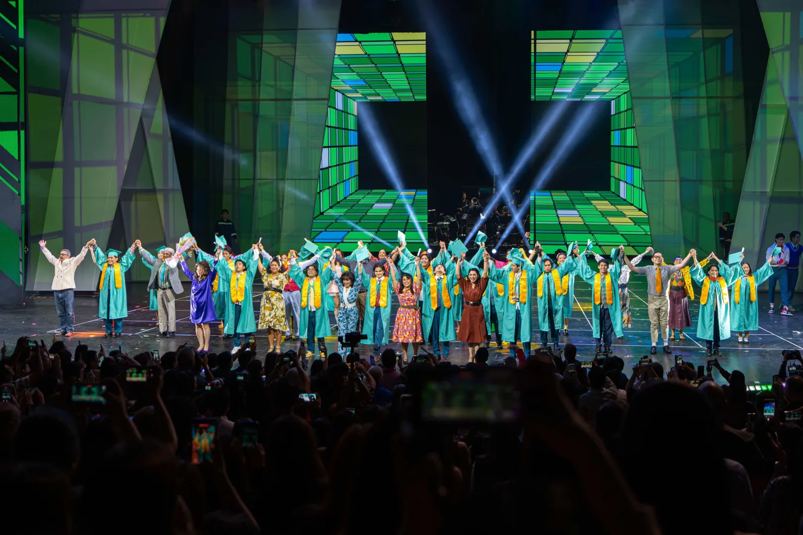 The cast of Bagets The Musical takes center stage for the curtain call